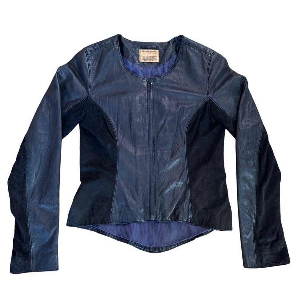 Alpinestars | Leather Jacket Black Fitted Minimal Moto Zip Sculpted Y2K Small